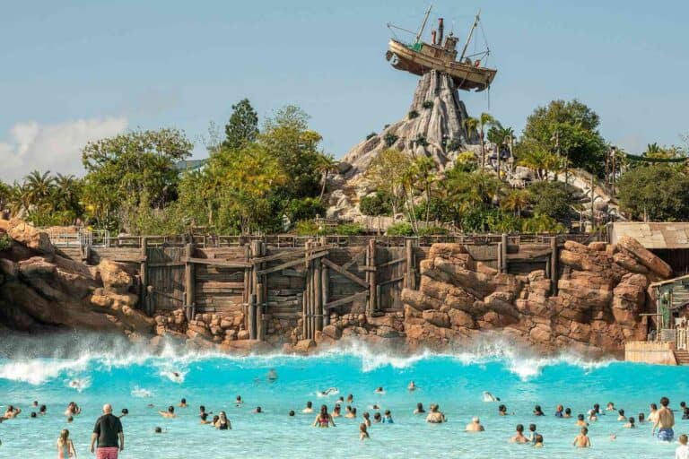 Water park with a large wave pool and a pirate ship attraction at 407 and Beyond Vacation Co.