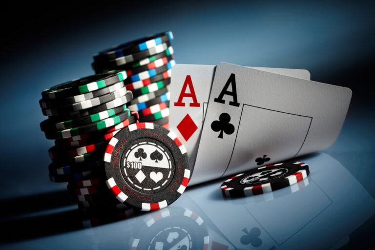 Playing cards and poker chips for casinos