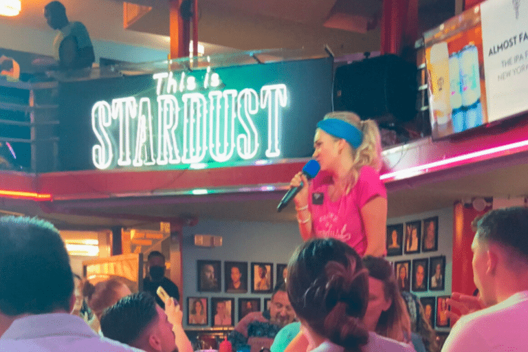 Broadway singer performing at Ellen's stardust diner in NYC.