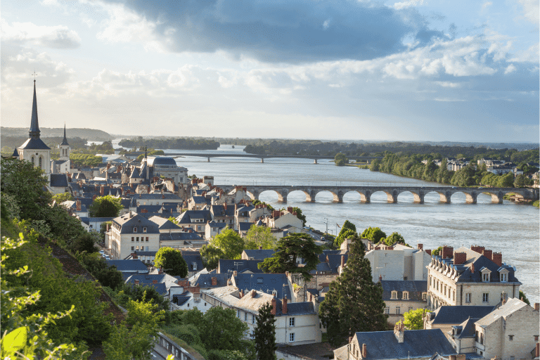 Vue of the city of Saumur in Loire Valley France