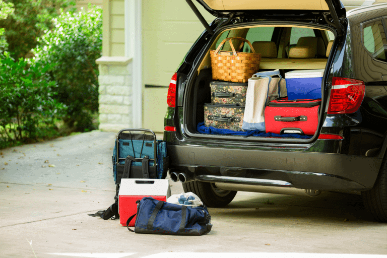 Packing a car for a road trip with kids