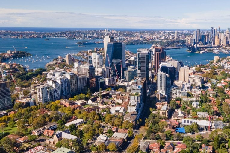 North Sydney and Sydney Harbour on the Lower North Shore, near the Riverview service area
