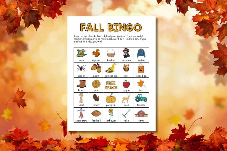 fall bingo cards