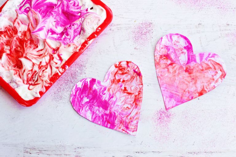 finished marble heart for valentines day