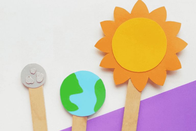 earth moon and sun craft on popsicle sticks