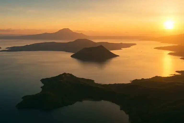 lake-taal-volcano-island-aerial-sunrise
