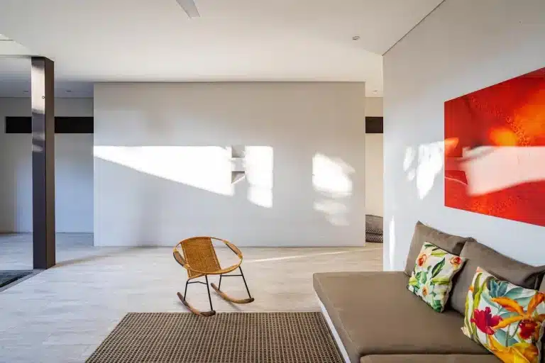 Sunlight entering a living room with painted walls