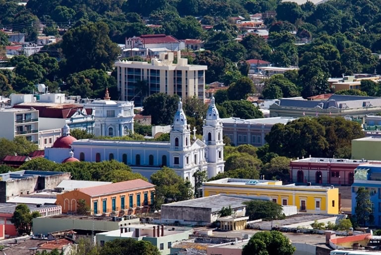 Overlook of cathedral in Ponce Puerto Rico