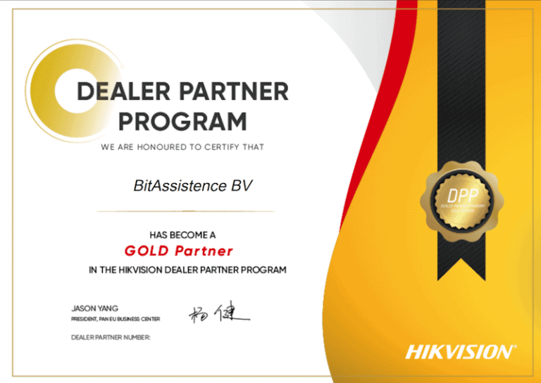logo van HIKVISION GOLD PARTNER, toegekend aan BitAssistence