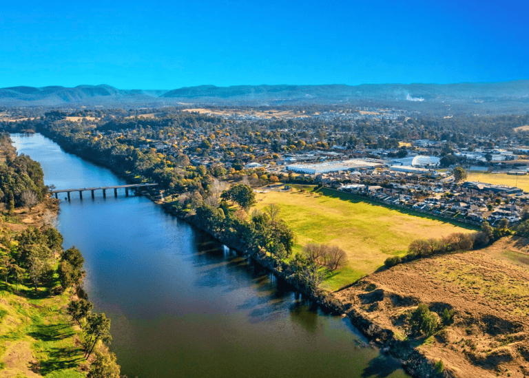 Hawkesbury River landscape in north-west Sydney, near the Vineyard service area
