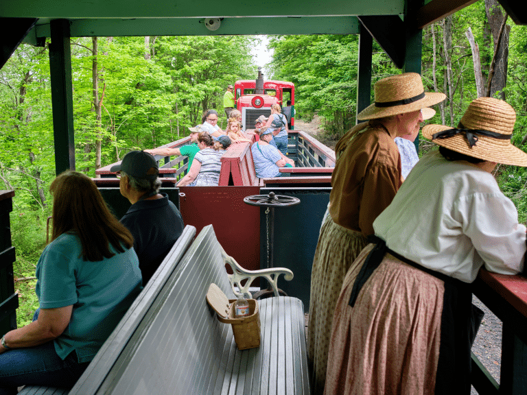 People sitting in East Broad Top train