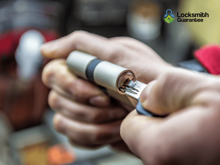 Emergency locksmith mobile technician unlocking door safely