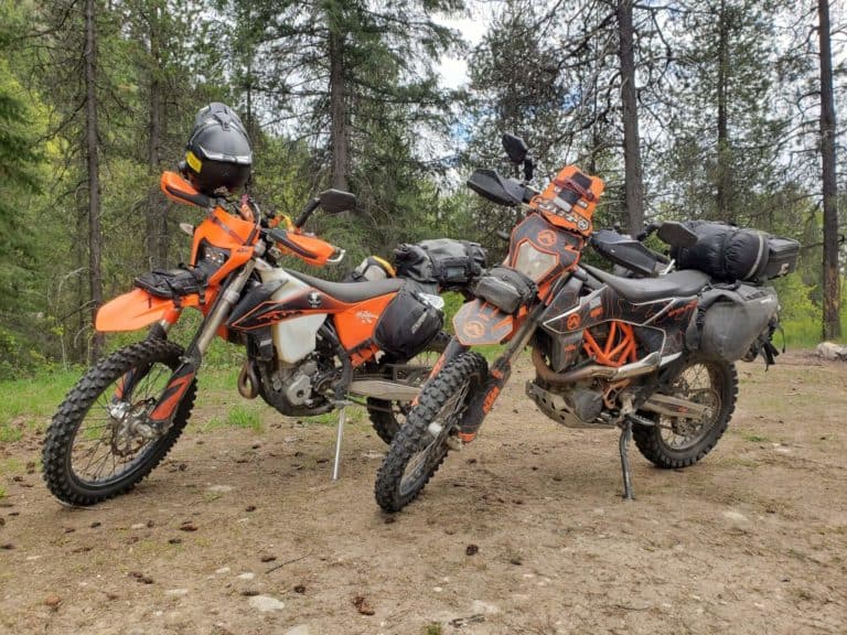 2 ktm motorcycles for camping