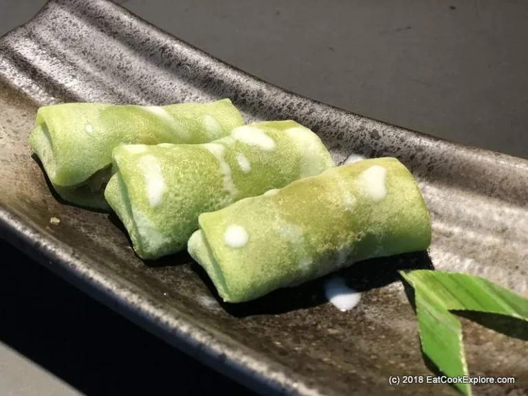 Malaysian Pandan pancakes with coconut filling