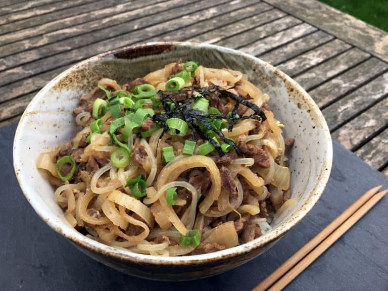 Japanese gyudon beef rice bowl