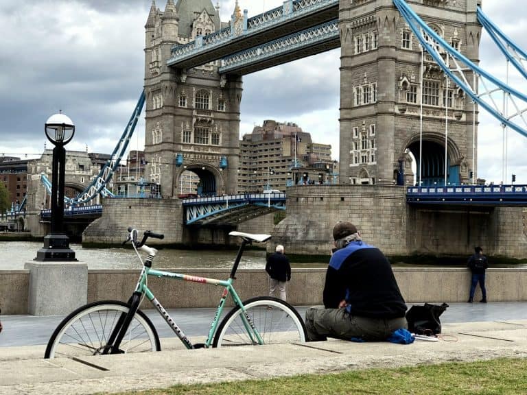 Cycling around London- view of Tower Bridge