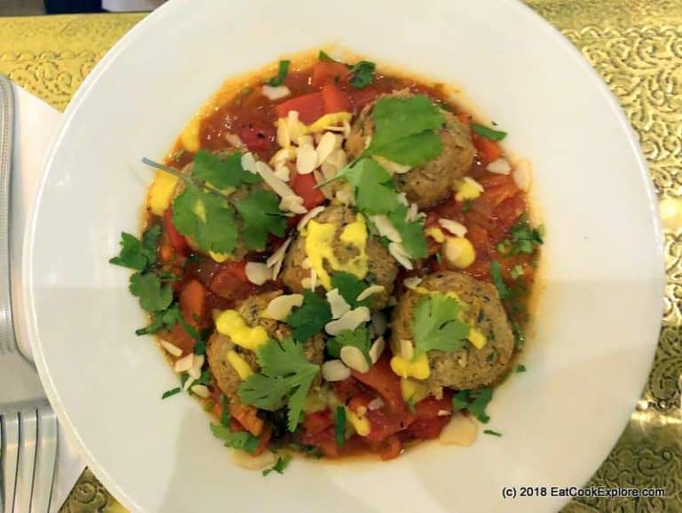 herby falafel, shakshuka with turmeric drizzle
