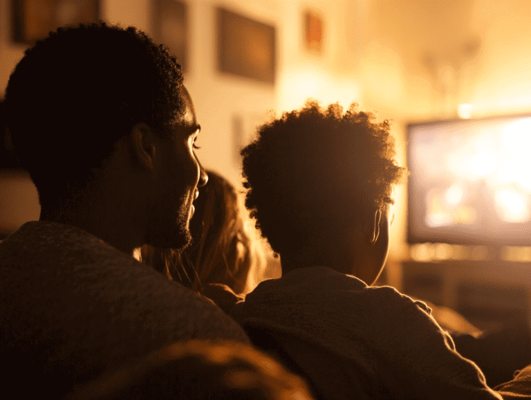 Family Sitting on the couch in the Living room