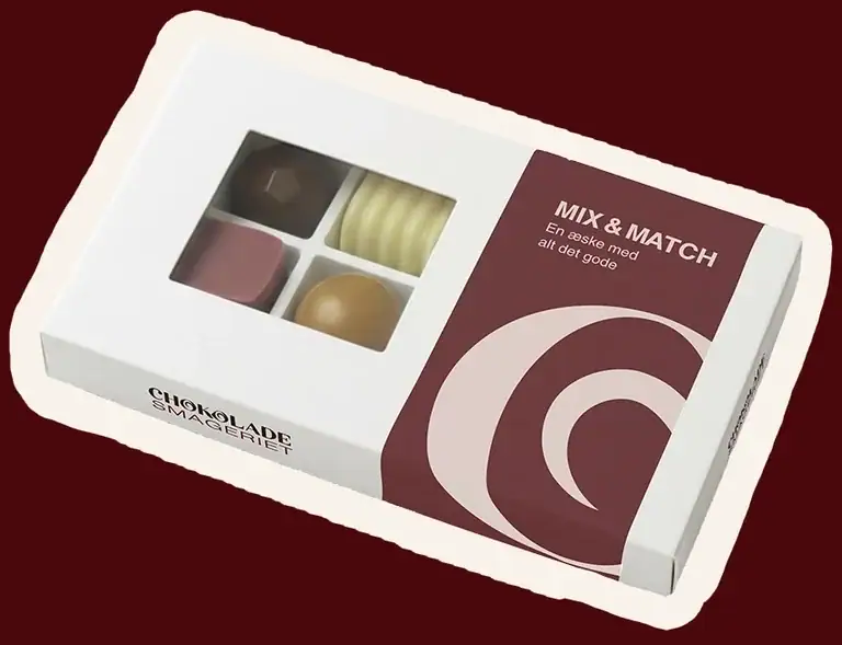 Mix and match æske med forskellige chokolader