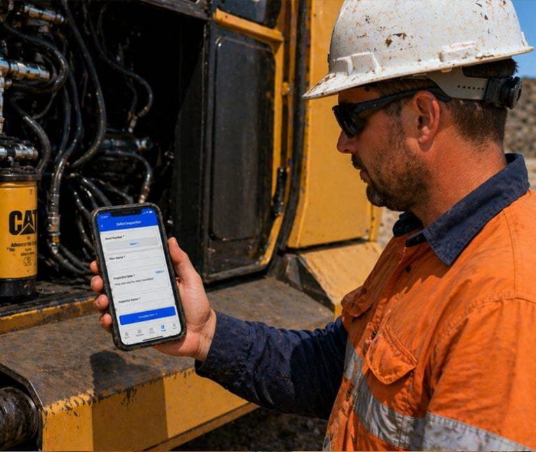 Inspection app at wheel loader