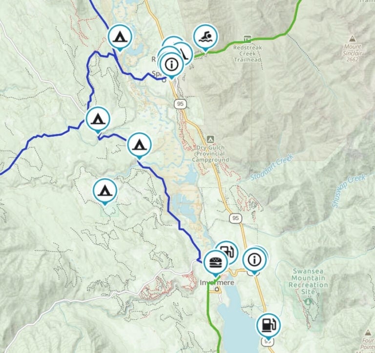 Map of Invermere Motorcycle Routes