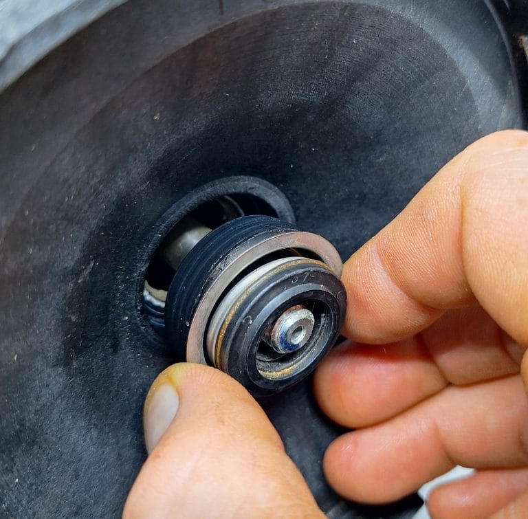 the stationary of a type 6A mechanical seal being set into the back plate of a Davey pump