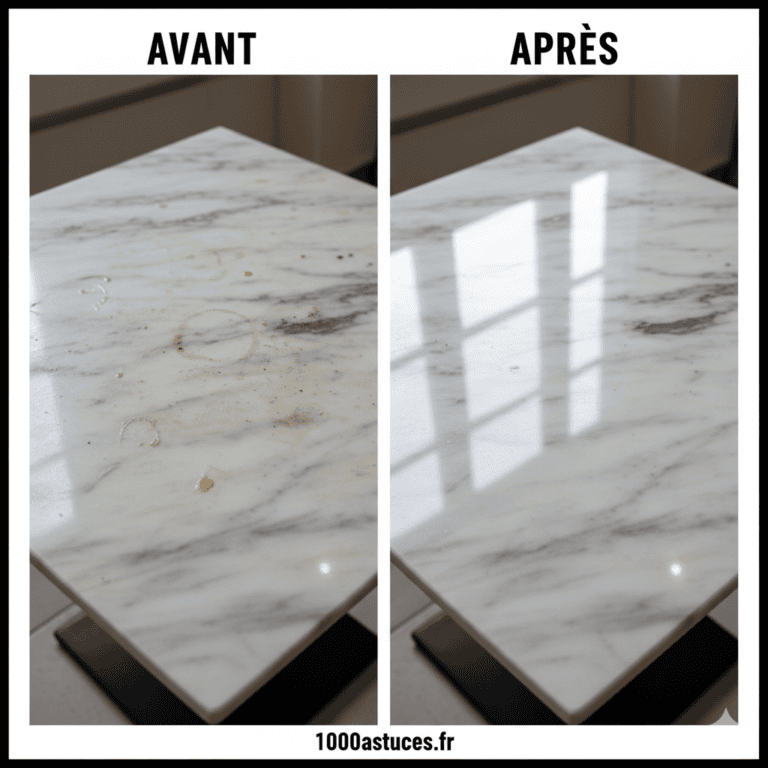 Votre marbre est taché ou terni ? Découvrez des astuces naturelles pour le détacher, le nettoyer et lui redonner tout son éclat sans l’abîmer. Toutes les méthodes sont sur 1000astuces.fr. #marbre #nettoyage #entretien #astucesmaison #pierre