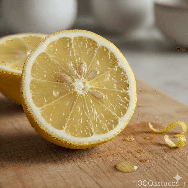 Votre citron s’abîme trop vite une fois coupé ? Découvrez des astuces naturelles pour le conserver plus longtemps et éviter la moisissure. Toutes les méthodes sont sur 1000astuces.fr. #citron #conservation #antigaspi #cuisine #astucesmaison
