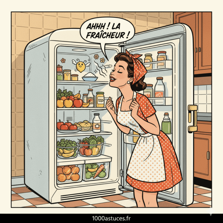 Une jeune femme devant un grigo . Astuces naturelles pour nettoyer et assainir son régriférateur. .1000astuces.fr