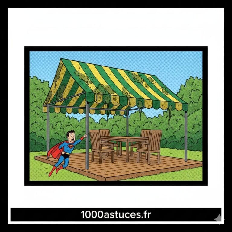 un store de jardin avec du moisi. Astuces pour enlver traces de moisi sur tous rextiles.1000astuces.fr