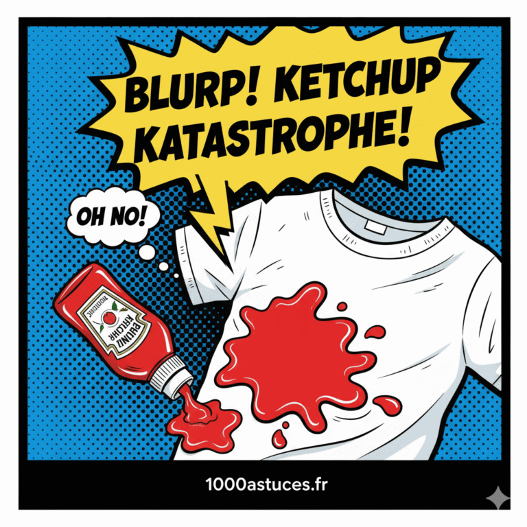 Une tache de ketchup sur un vêtement ? Voici une méthode simple et naturelle pour la faire disparaître rapidement grâce au vinaigre blanc. Toutes les étapes sont sur 1000astuces.fr. #ketchup #tache #nettoyage #vinaigreblanc #textile #astucesmaison