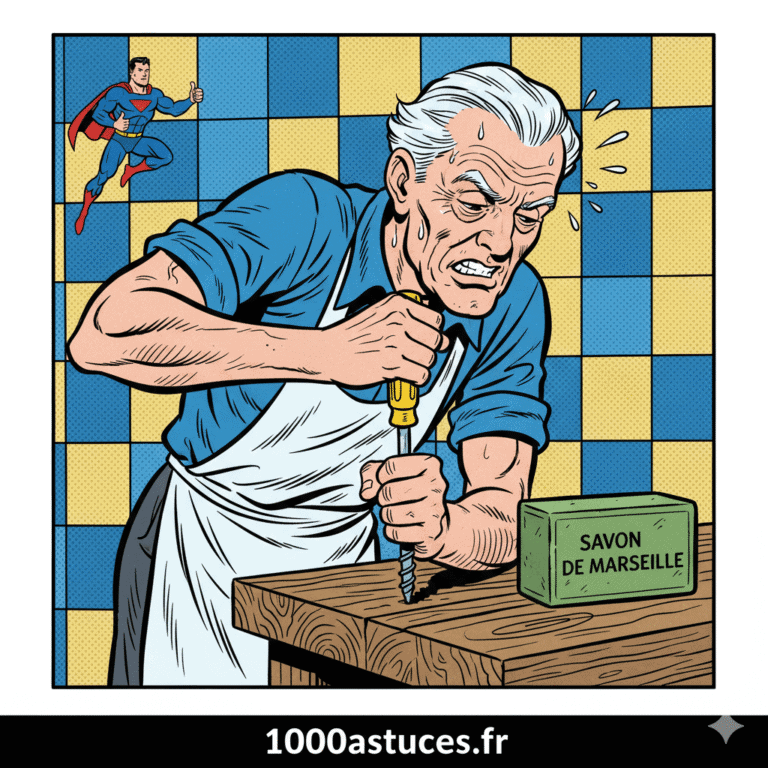 Une vis qui bloque dans le bois ? Découvrez une astuce simple pour la faire glisser facilement grâce au savon de Marseille. Toutes les étapes sont sur 1000astuces.fr. #bricolage #vis #astucesmaison #DIY #bois