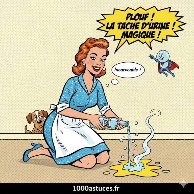 Une auréole d’urine sur un matelas, un tapis ou une moquette ? L’eau gazeuse est une solution naturelle et redoutablement efficace. Découvrez comment l’utiliser sur 1000astuces.fr. #tache #urine #nettoyage #eaugazeuse #astucesmaison #textile
