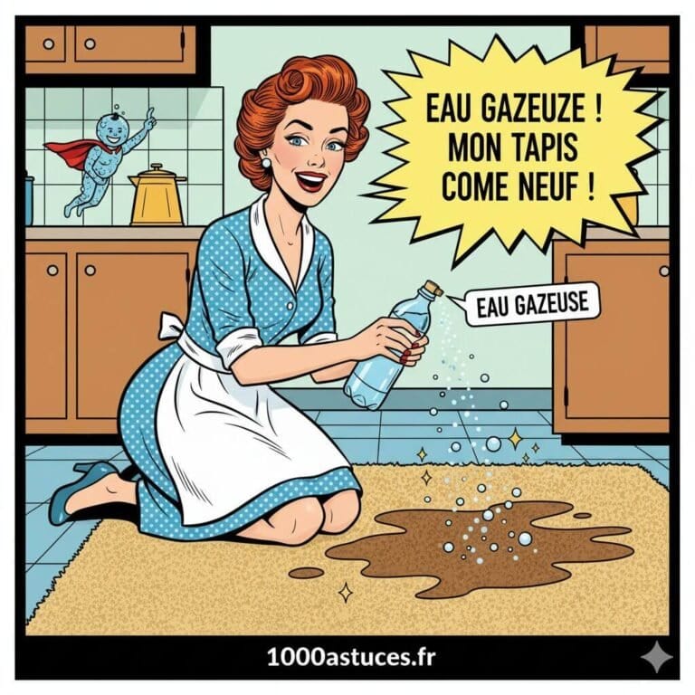 Votre tapis est terne ou taché ? L’eau gazeuse est une solution naturelle pour raviver les fibres et éliminer les taches. Découvrez la méthode complète sur 1000astuces.fr. #tapis #nettoyage #eaugazeuse #astucesmaison #textile #maison