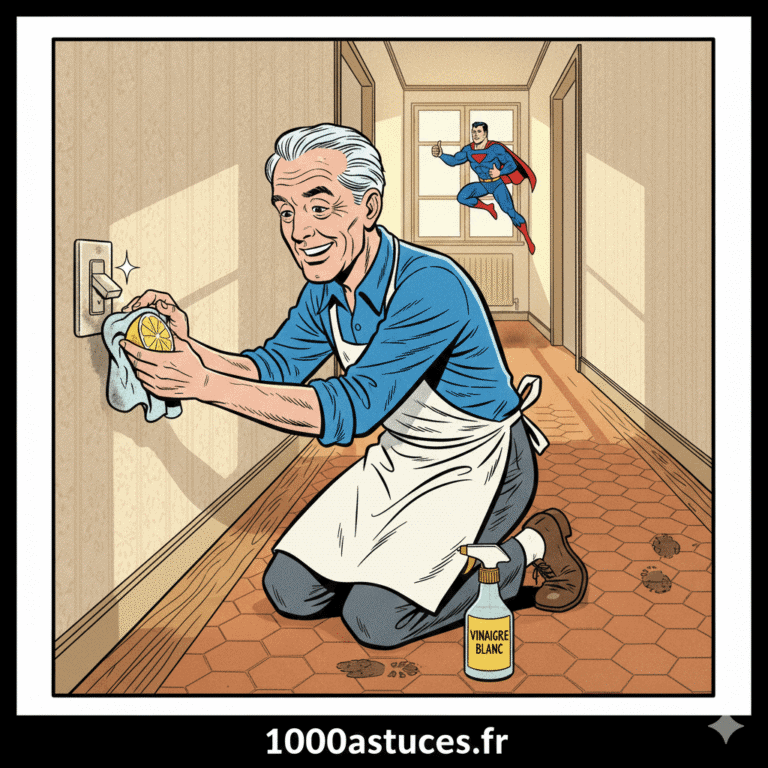 Un vieil homme nettoie un interrupteur.Astuces naturelles pour nettoyer prises et interrupteurs.1000astuces.fr