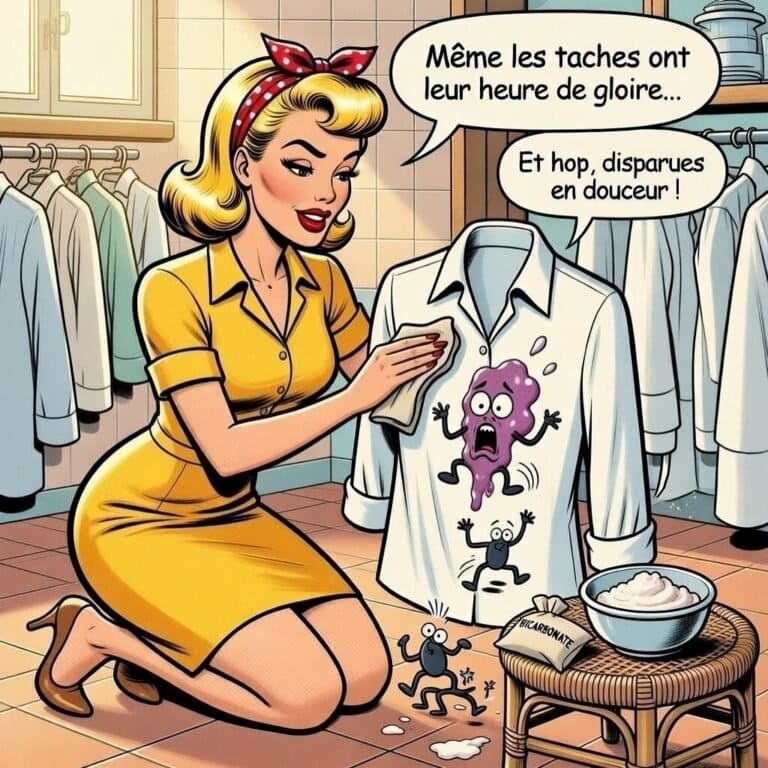 Mina Pop applique du bicarbonate de soude (baking soda) pour enlever une tache de vin