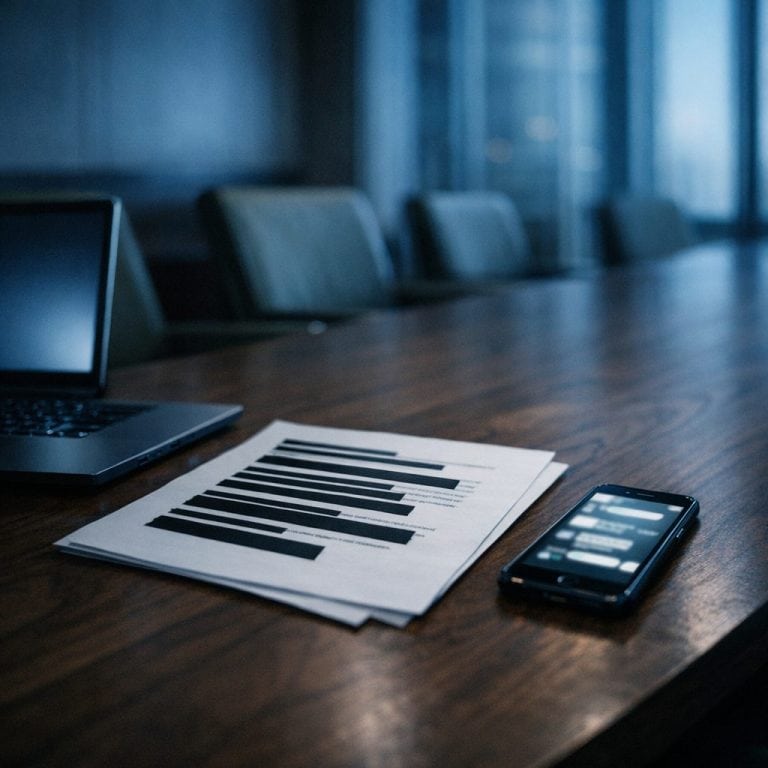 Executivo observando notebook com alertas e fluxo de dados saindo de um ambiente corporativo
