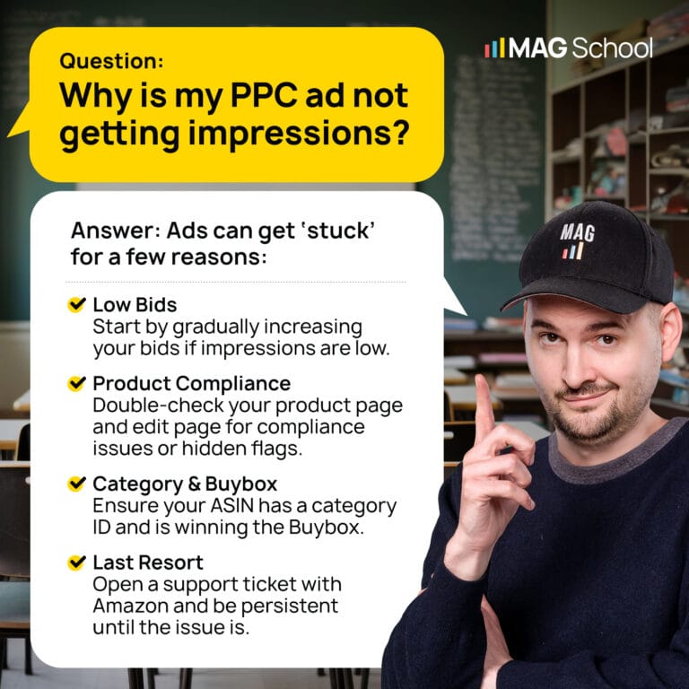 Amazon PPC Ads Troubleshooting Why is my PPC ad not getting impressions