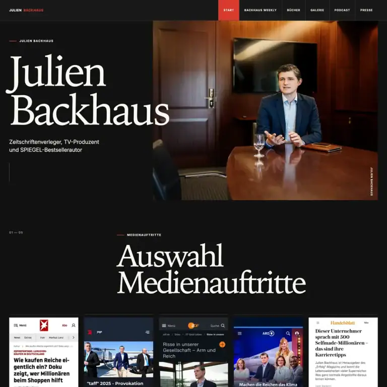 Website von Julien Backhaus &ndash; Picambo Referenz