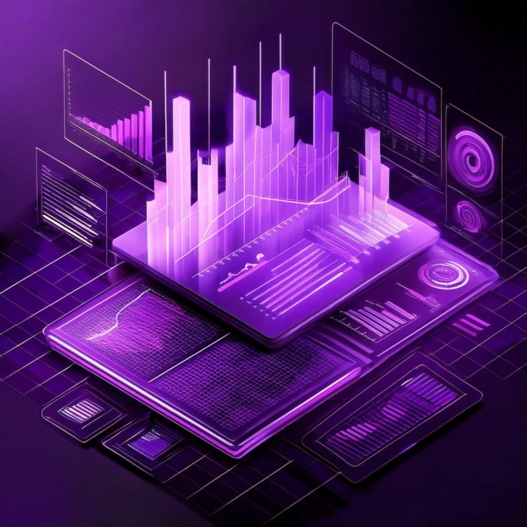 Analysis report with purple graphical elements