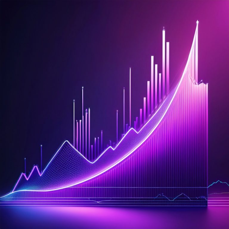 website traffic metrics shown by a positive graph in a purple theme