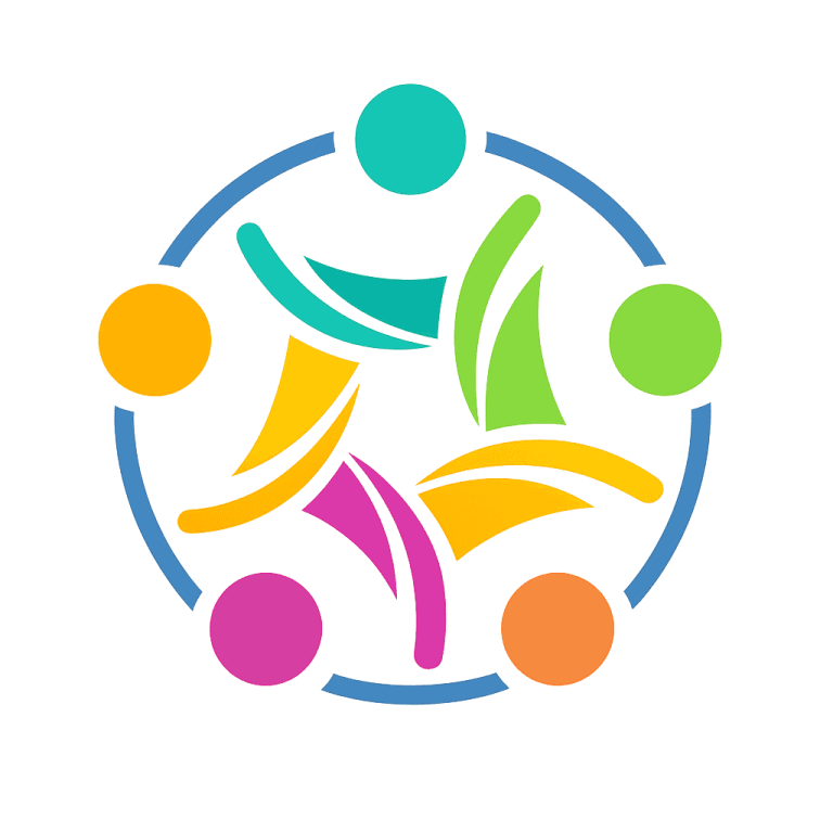 Logo von sexpositiv.events mit stilisierter Figur im Kreis aus bunten Elementen