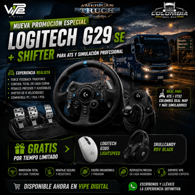 Lee más sobre el artículo VIPE Digital lanza promoción especial Logitech G29 + Shifter para ATS y simulación profesional