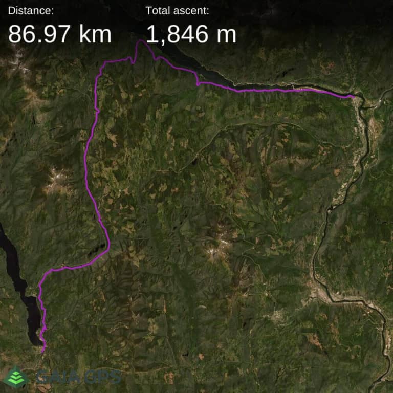 map of Castlegar - Christina Lake motorcycle route
