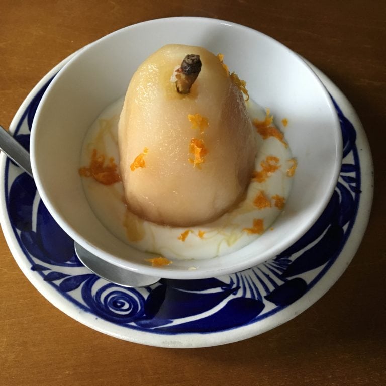 poached pears with sake