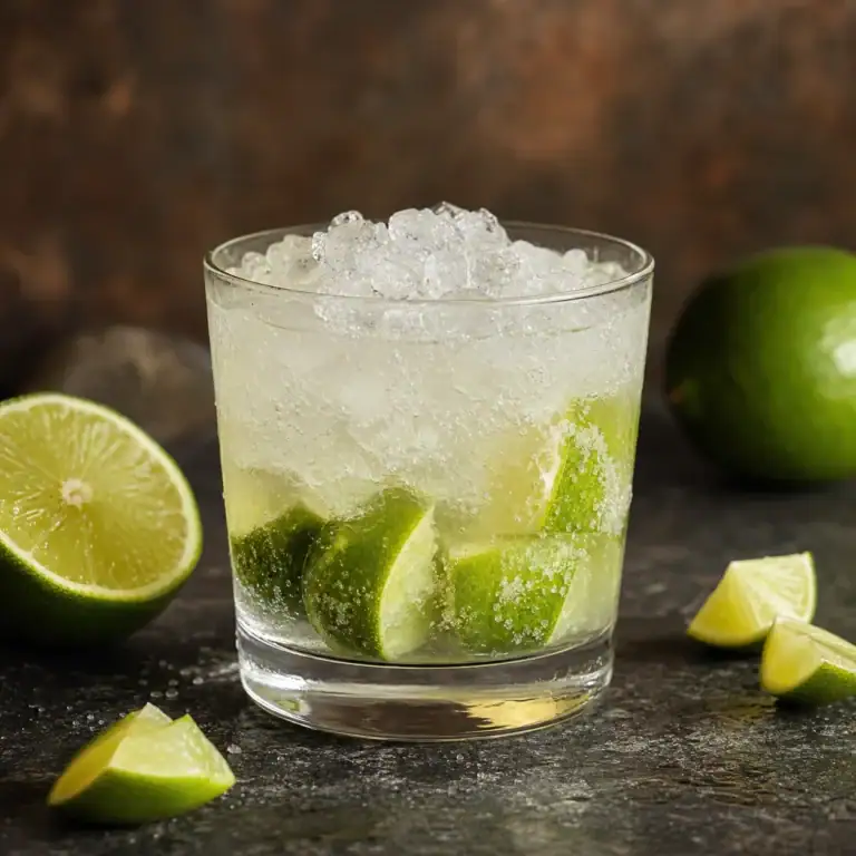 Marka ve ambalaj içermeyen misket limonlu Caipirinha kokteyli