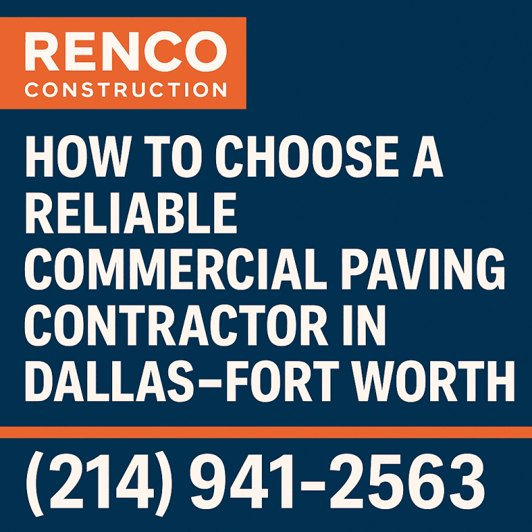 Renco Construction logo colors reliable Dallas paving contractor (214) 941-2563