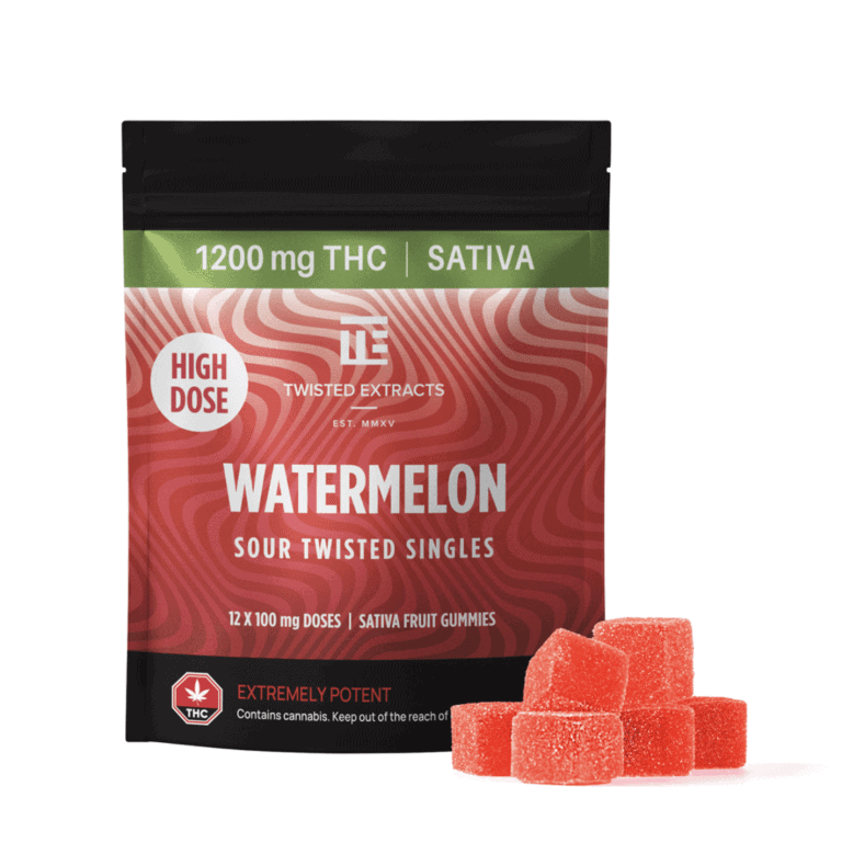 Twisted Extracts - Watermelon High Dose THC Gummies (1200 mg/Bag- Sativa)