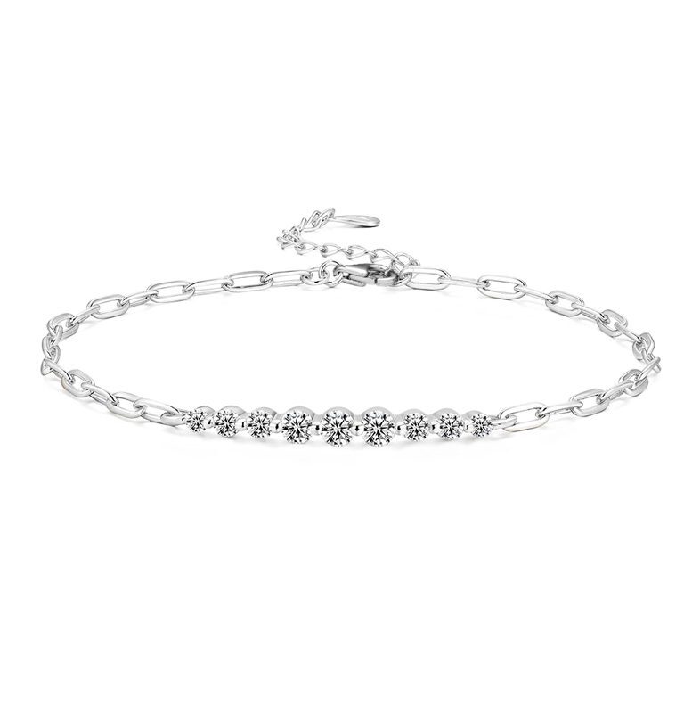Moissanit Tennisarmband Silber Kessane mit 9 Steinen