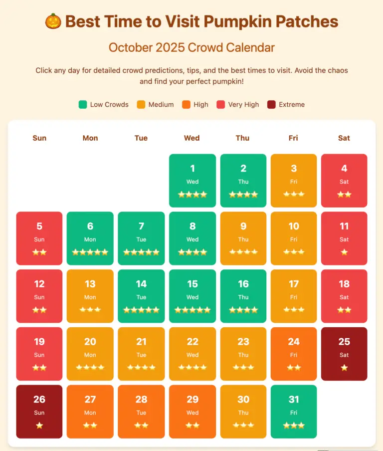 Best time to visit the Pumpkin Patch Calendar